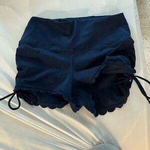 FP Movement by Free People Dark Blue Scalloped Athletic Shorts